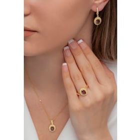 AgaKulche Gold S62-GK 925 Oval Model Kadın Gümüş Takı Seti