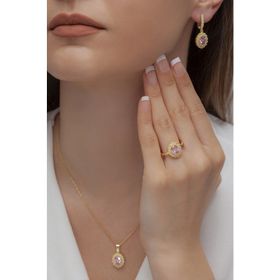 AgaKulche Gold S62-GP 925 Oval Model Kadın Gümüş Takı Seti