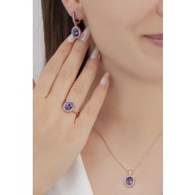 AgaKulche S102-EM 925 Kalemli Oval Tasarım Gümüş Takı Seti
