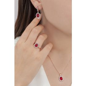 AgaKulche S102EK 925 11.8 gr Kalemli Oval Tasarım Gümüş Takı Seti