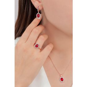 AgaKulche S102EK 925 11.8 gr Kalemli Oval Tasarım Gümüş Takı Seti