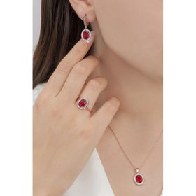 AgaKulche S102EK 925 11.8 gr Kalemli Oval Tasarım Gümüş Takı Seti