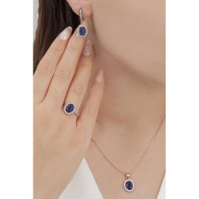 AgaKulche S102EL 925 11.8 gr Kalemli Oval Tasarım Gümüş Takı Seti