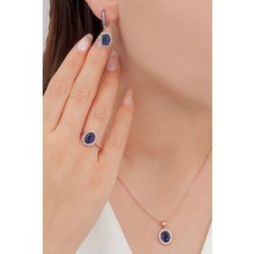 AgaKulche S102EL 925 11.8 gr Kalemli Oval Tasarım Gümüş Takı Seti