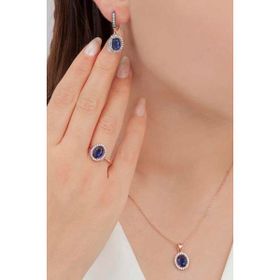 AgaKulche S102EL 925 11.8 gr Kalemli Oval Tasarım Gümüş Takı Seti