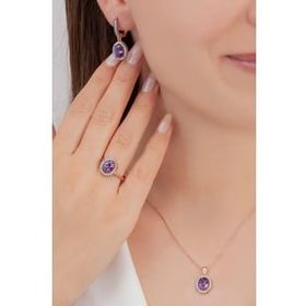 AgaKulche S102EM 925 11.8 gr Kalemli Oval Tasarım Gümüş Takı Seti