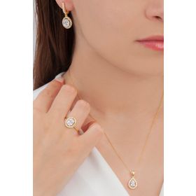 AgaKulche S102GB 925 11.8 gr Gold Oval Tasarım Gümüş Takı Seti