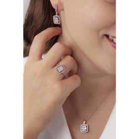 AgaKulche S30EB 925 13 gr Elmas Montür Baget Taşlı Gümüş Takı Seti
