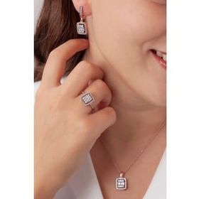 AgaKulche S30EB 925 13 gr Elmas Montür Baget Taşlı Gümüş Takı Seti