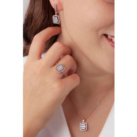 AgaKulche S30EB 925 13 gr Elmas Montür Baget Taşlı Gümüş Takı Seti