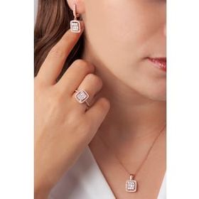 AgaKulche S30RB 925 13 gr Rose Baget Taşlı Gümüş Takı Seti