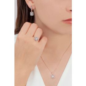 AgaKulche S32EB 925 11 gr Elmaz Montür Baget Taşlı Gümüş Takı Seti