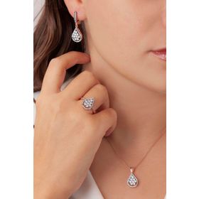 AgaKulche S52EB 925 11 gr Kalemli Damla Baget Kadın Gümüş Set