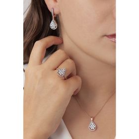 AgaKulche S52EB 925 11 gr Kalemli Damla Baget Kadın Gümüş Set
