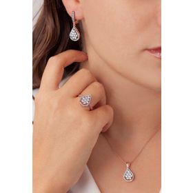 AgaKulche S52EB 925 11 gr Kalemli Damla Baget Kadın Gümüş Set