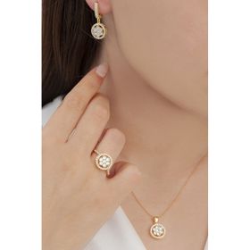 AgaKulche S54GB 925 11 gr Gold Tek Taş Baget Kadın Gümüş Set