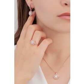 AgaKulche S54RB 925 11 gr Rose Tek Taş Baget Kadın Gümüş Set