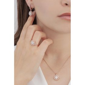AgaKulche S54RB 925 11 gr Rose Tek Taş Baget Kadın Gümüş Set