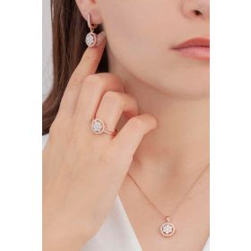 AgaKulche S54RB 925 11 gr Rose Tek Taş Baget Kadın Gümüş Set