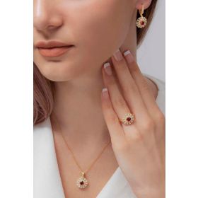 AgaKulche S56-GK 925 Gold Süzme Mitos Gümüş Takı Seti