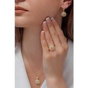 AgaKulche S56-GW 925 Gold Süzme Mitos Gümüş Takı Seti