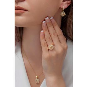 AgaKulche S56-GW 925 Gold Süzme Mitos Gümüş Takı Seti