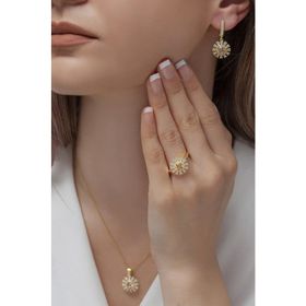 AgaKulche S56-GW 925 Gold Süzme Mitos Gümüş Takı Seti
