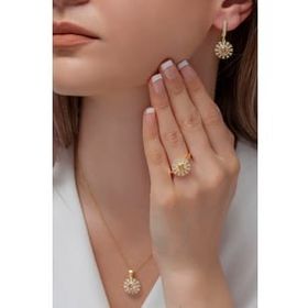 AgaKulche S56-GW 925 Gold Süzme Mitos Gümüş Takı Seti