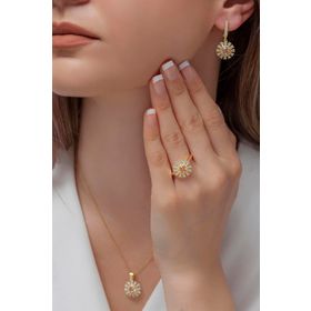 AgaKulche S56-GW 925 Gold Süzme Mitos Gümüş Takı Seti