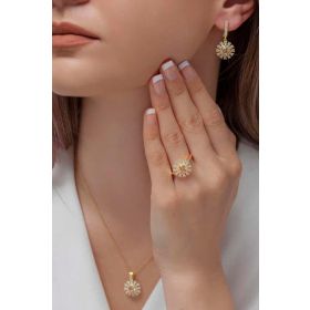 AgaKulche S56-GW 925 Gold Süzme Mitos Gümüş Takı Seti