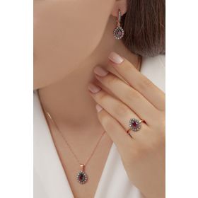 AgaKulche S60EK 925 12.2 gr Kalemli Damla Model Gümüş Takı Seti