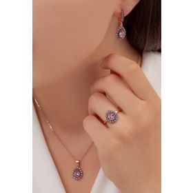 AgaKulche S60EP 925 12.2 gr Kalemli Damla Model Gümüş Takı Seti