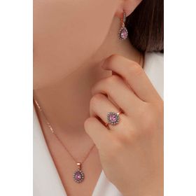 AgaKulche S60EP 925 12.2 gr Kalemli Damla Model Gümüş Takı Seti
