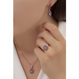 AgaKulche S60EP 925 12.2 gr Kalemli Damla Model Gümüş Takı Seti