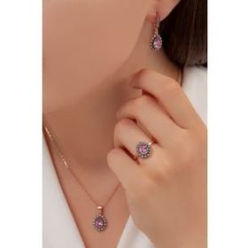 AgaKulche S60EP 925 12.2 gr Kalemli Damla Model Gümüş Takı Seti