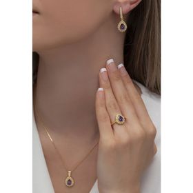 AgaKulche S60GM 925 12.2 gr Gold Damla Model Gümüş Takı Seti