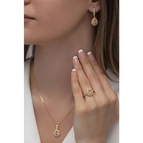 AgaKulche S60GP 925 12.2 gr Gold Damla Model Gümüş Takı Seti