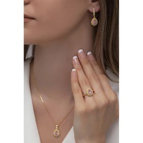 AgaKulche S60GP 925 12.2 gr Gold Damla Model Gümüş Takı Seti