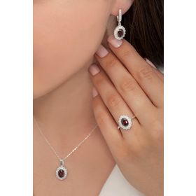 AgaKulche S62-KK 925 Oval Model Kadın Gümüş Takı Seti