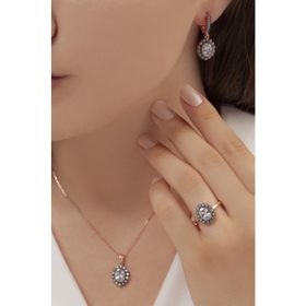 AgaKulche S62EB 925 12.2 gr Kalemli Oval Model Kadın Gümüş Takı Seti