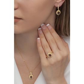 AgaKulche S62GK 925 12.2 gr Gold Oval Model Kadın Gümüş Takı Seti