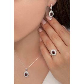 AgaKulche S62KK 925 12.2 gr Oval Model Kadın Gümüş Takı Seti