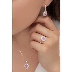 AgaKulche S62KP 925 12.2 gr Oval Model Kadın Gümüş Takı Seti