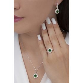 AgaKulche S64KY 925 12.2 gr Tek Taş Gümüş Takı Seti