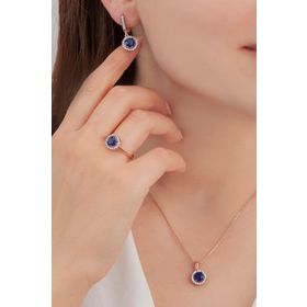 AgaKulche S66-EL (925) Tek Taş Kalemli Gümüş Takı Seti
