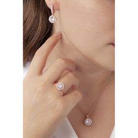 AgaKulche S66RB 925 10.5 gr Rose Tek Taş Gümüş Takı Seti
