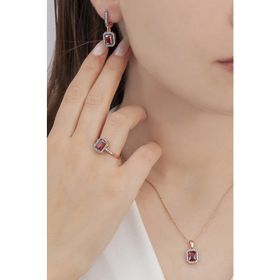 AgaKulche S6EK 925 11 gr Kalemli Baget Taşlı Gümüş Kare Model Takı Seti