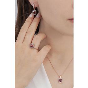 AgaKulche S6EK 925 11 gr Kalemli Baget Taşlı Gümüş Kare Model Takı Seti