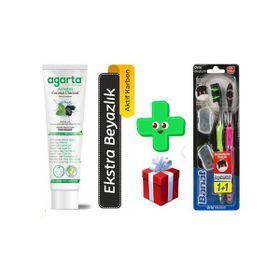 Agarta 100 ml Doğal Hindistan Cevizi Özlü Aktif Karbon+ Banat Dip Clean 130 gr+ 1 Diş Fırçası Diş Macunu