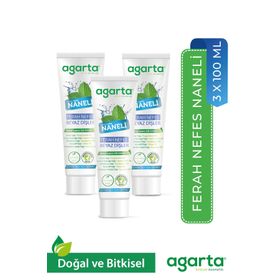 Agarta 3x100 ml Doğal Yoğun Naneli Florürsüz Ferah Nefes Diş Macunu